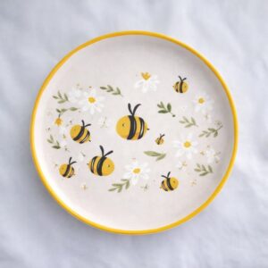bord met bijen en bloemen