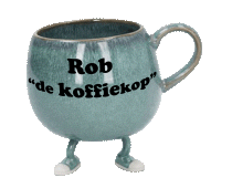 Mascotte rob de koffiekop