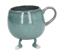 mascotte rob de koffiekop wiebelt wat